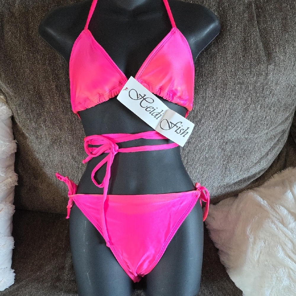 Vibrant Pink Triangle Bikini Top Swimwear